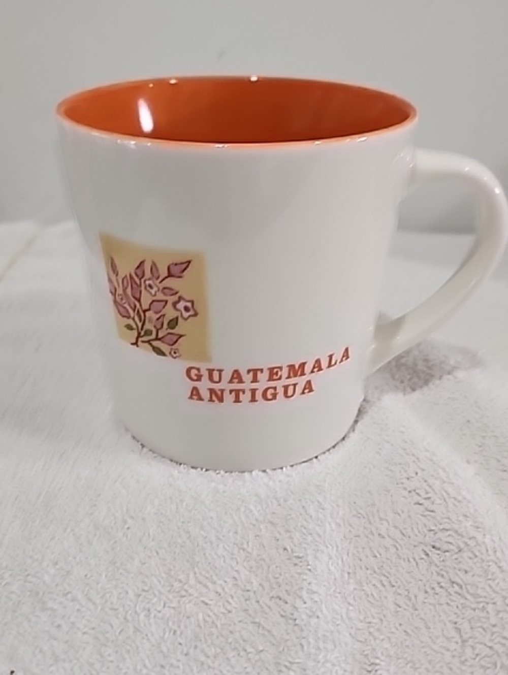 Starbucks Guatemala Antigua Souvenir Mug - White with Orange Interior